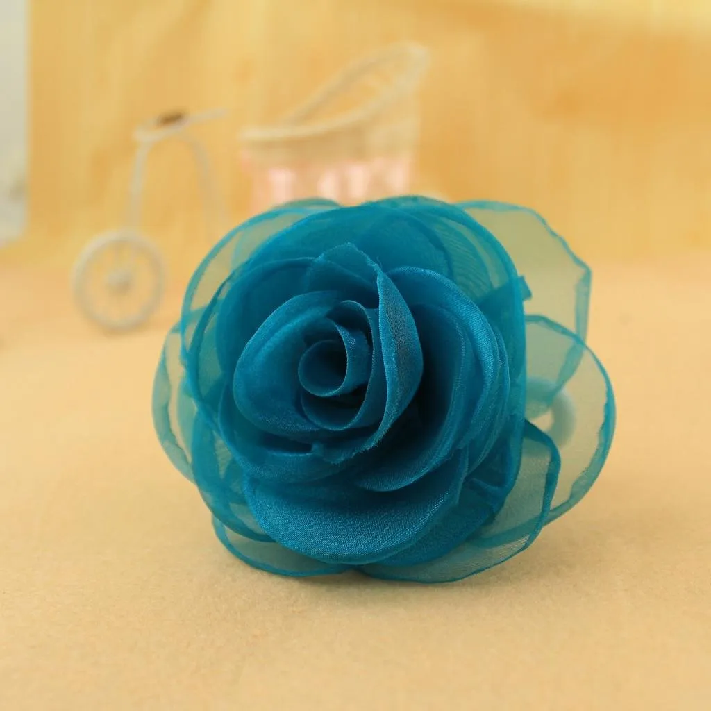 Lovely Rose Flower Hair Clips and Brooches for Women | Floral Pins and Accessories with Green Brooch