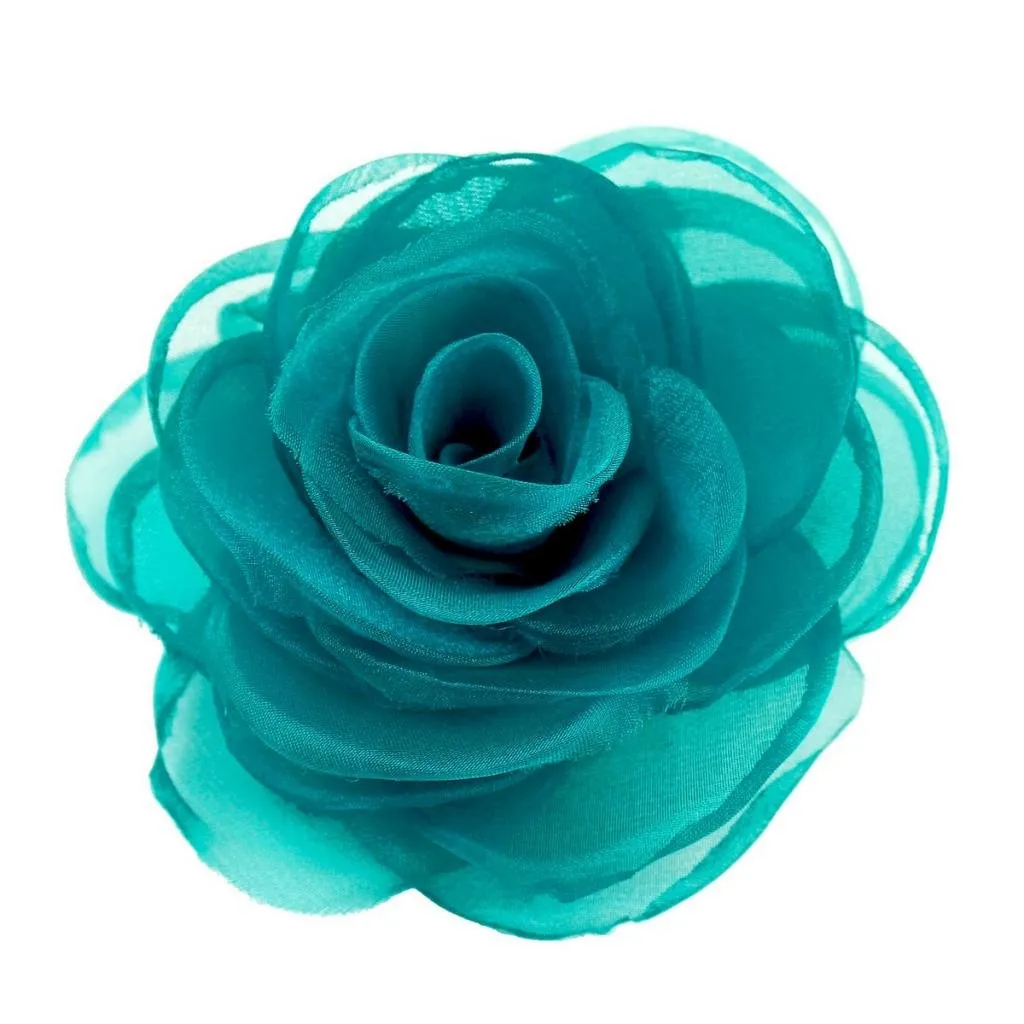 Lovely Rose Flower Hair Clips and Brooches for Women | Floral Pins and Accessories with Green Brooch