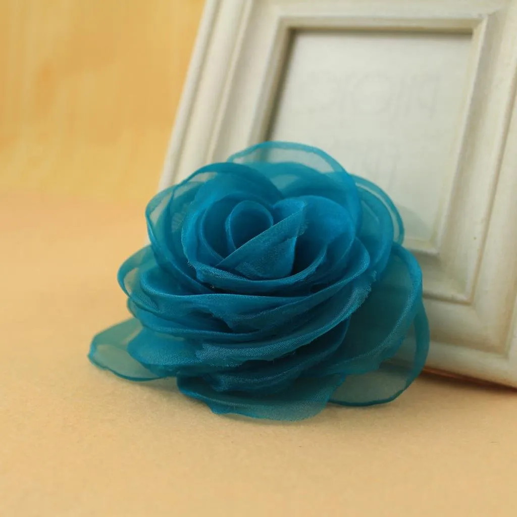 Lovely Rose Flower Hair Clips and Brooches for Women | Floral Pins and Accessories with Green Brooch