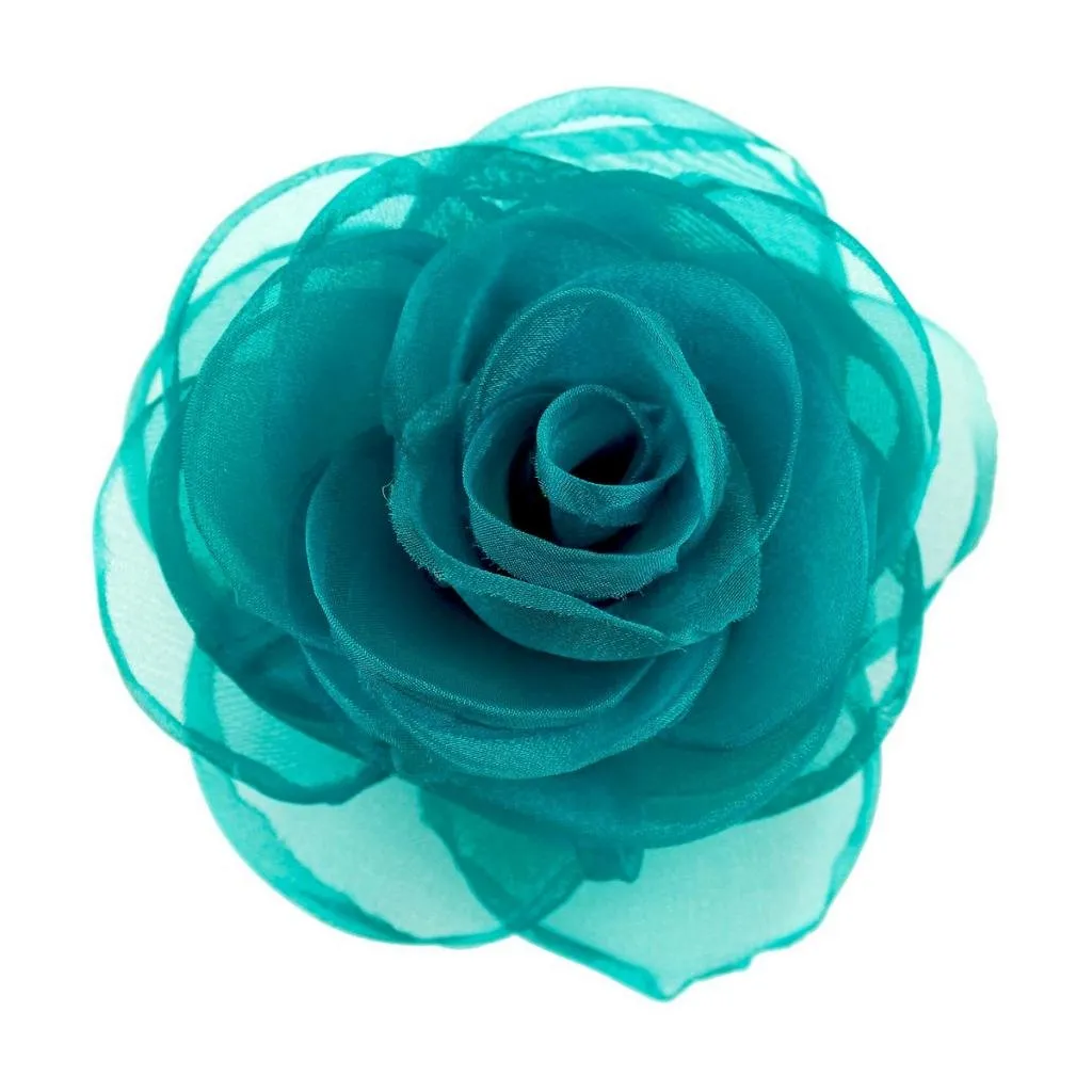 Lovely Rose Flower Hair Clips and Brooches for Women | Floral Pins and Accessories with Green Brooch