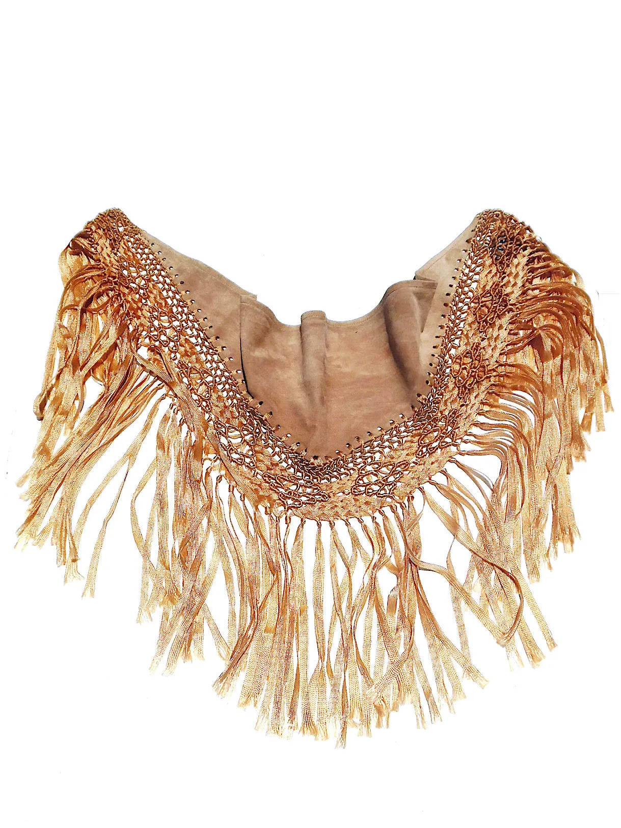 Macramé And Suede Mini Triangle Shawl