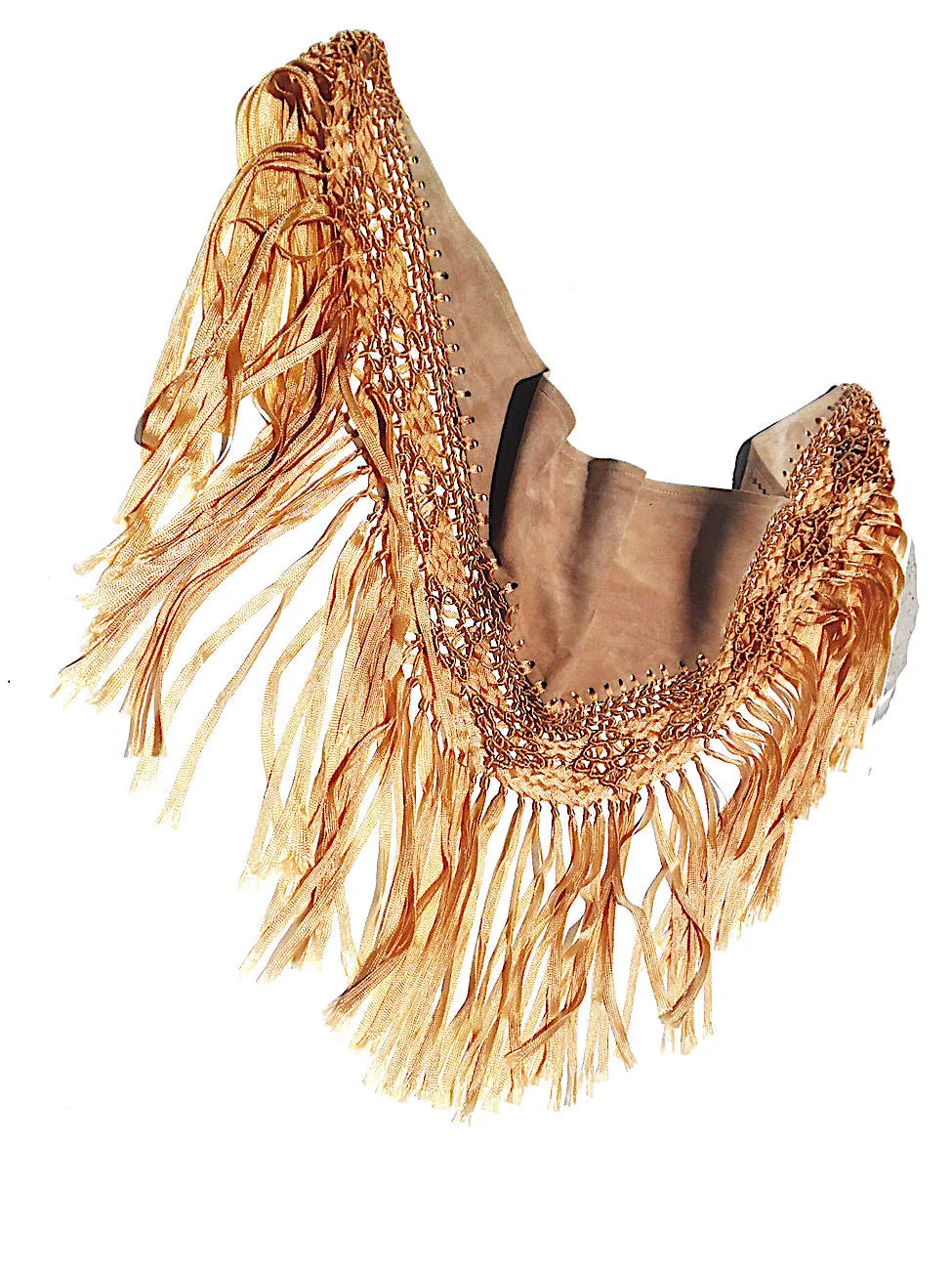 Macramé And Suede Mini Triangle Shawl