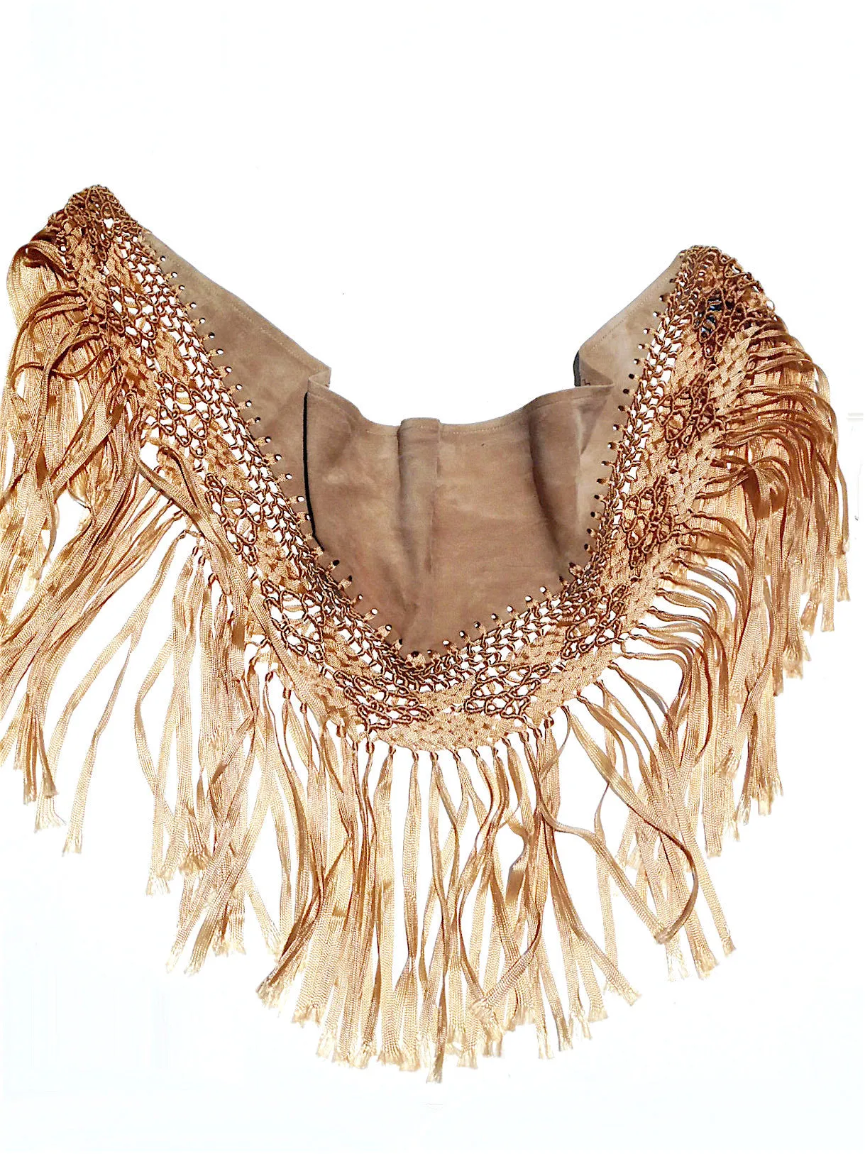 Macramé And Suede Mini Triangle Shawl
