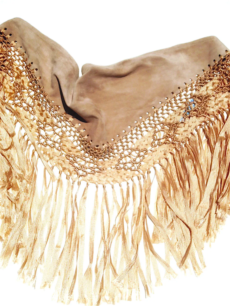 Macramé And Suede Mini Triangle Shawl