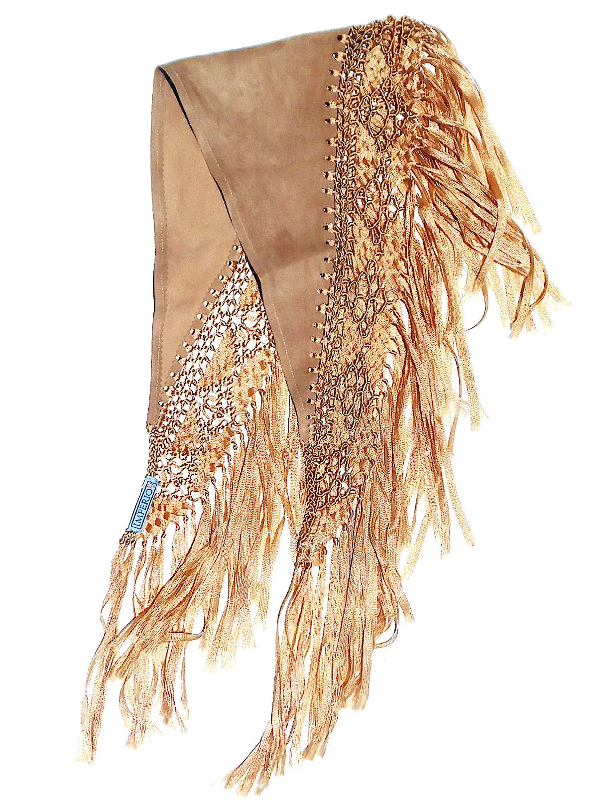 Macramé And Suede Mini Triangle Shawl