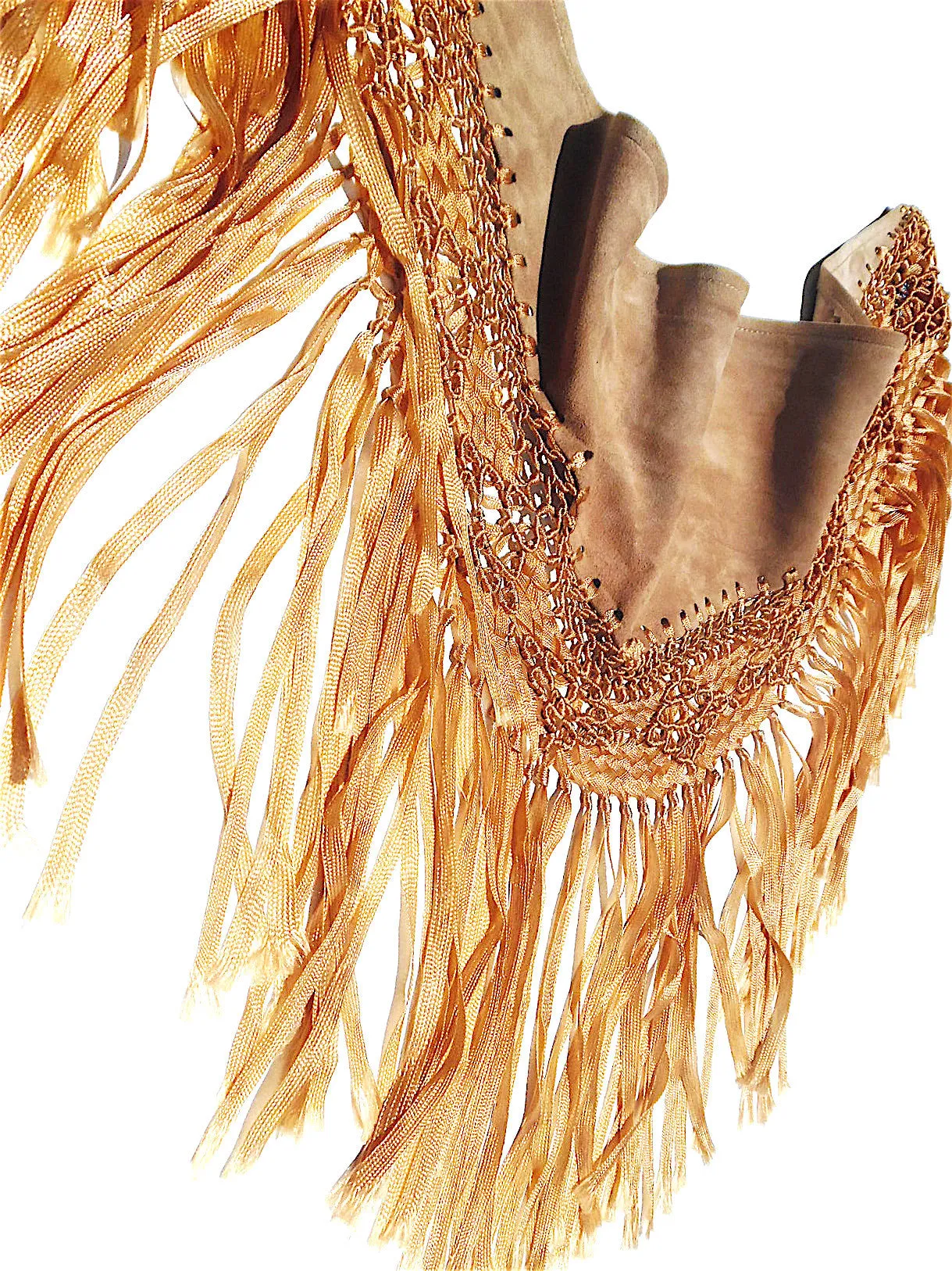 Macramé And Suede Mini Triangle Shawl