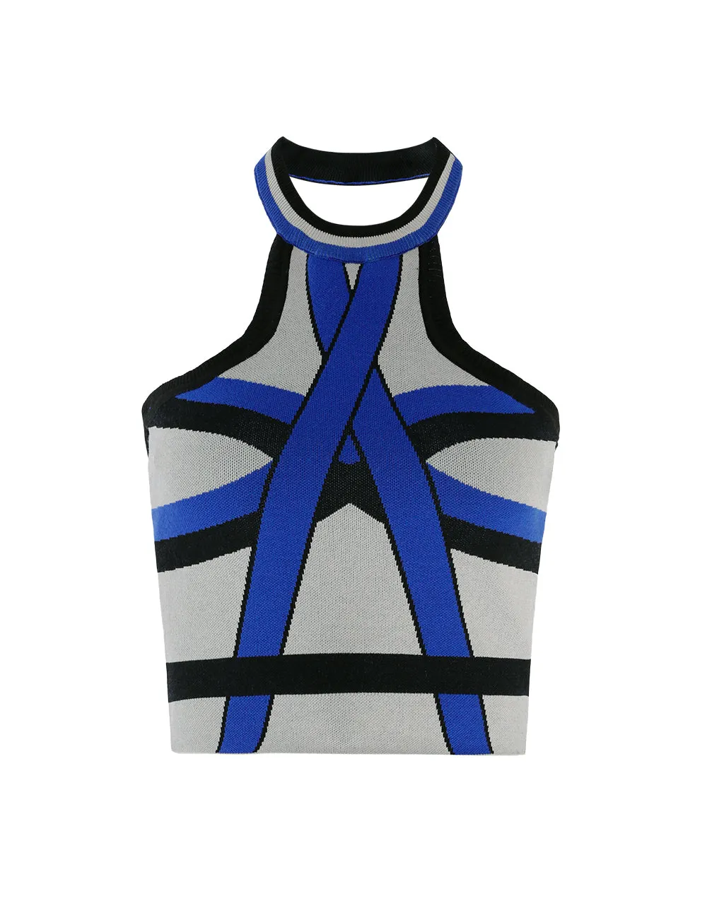Mark Fast Liliana Mix Halterneck Jacquard Knitted Vest