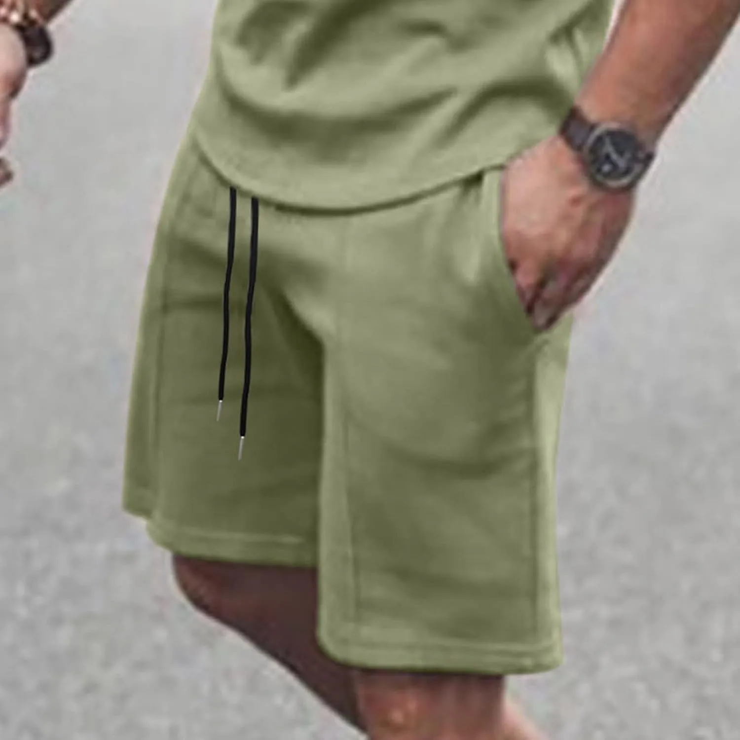 Mens Casual 2 Piece Outfits Summer Fashion Gradient Color Short Sleeve Athletic Shirt and Drawstring Shorts Sweatsuit