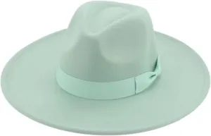 Mnjyihy Men Women Fedora Hats Big Ribbon Band Felted Hats Black White Dress Wedding Church Outdoor Women Hats