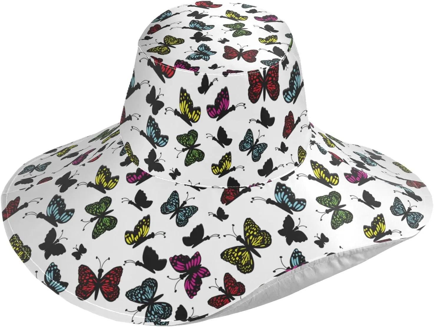 MNSRUU Wide Brim Hats Women Butterfly Sun Hat Packable Sun Visors Summer Beach Hat for UV Protection
