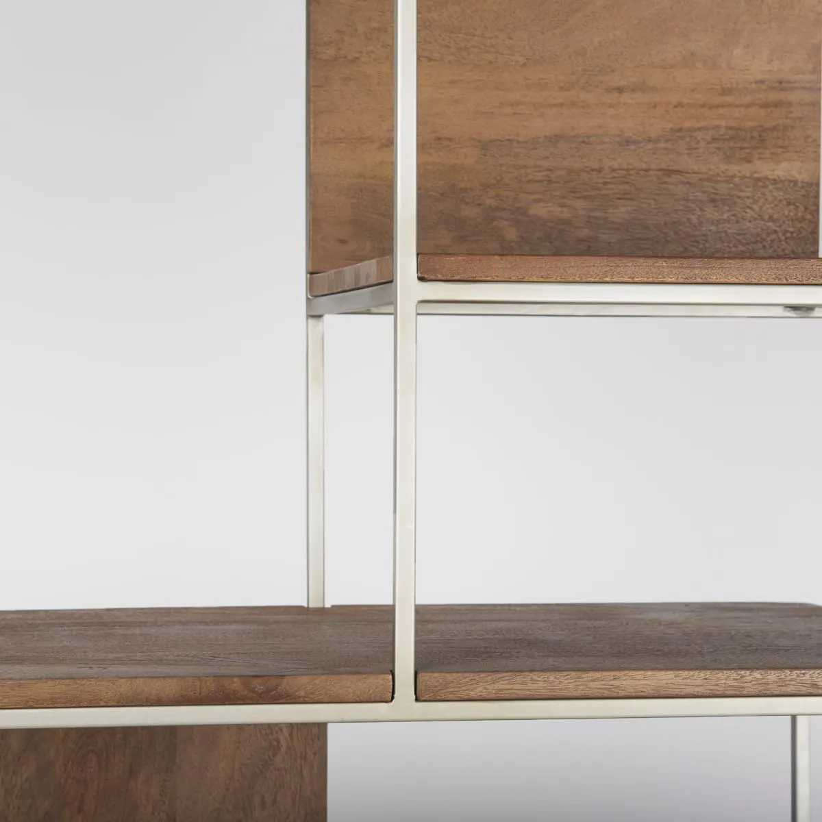 Morris 6 Tier Shelving Unit Brown Wood | Silver Metal