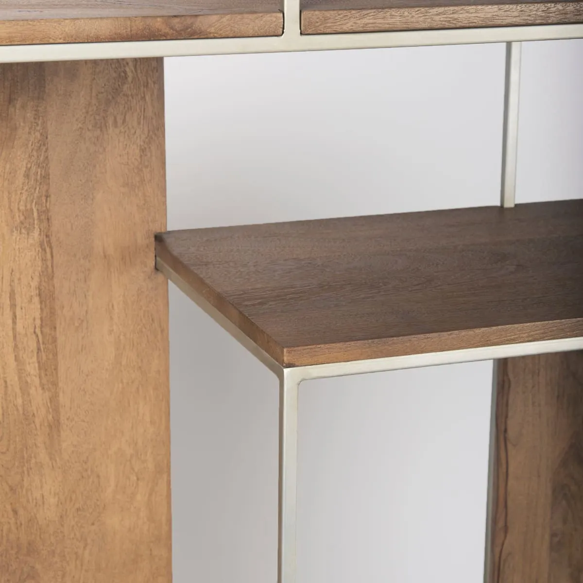 Morris 6 Tier Shelving Unit Brown Wood | Silver Metal