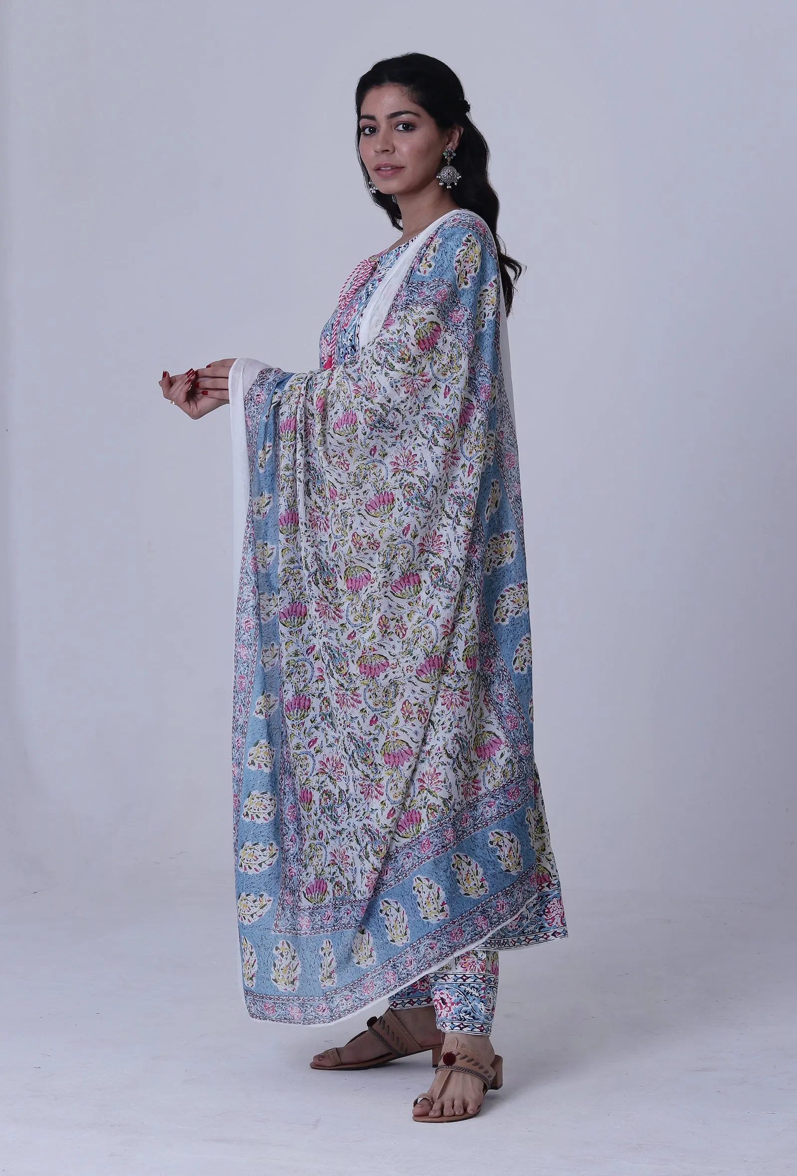 Multicolor Motif Cotton Dupatta