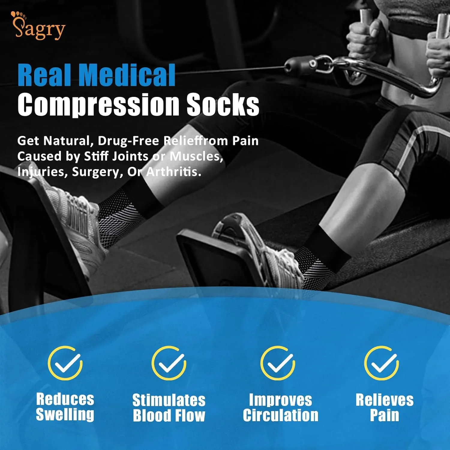 Neuropathy Socks, Plantar Fasciitis Compression Socks, 20-30 mmHg Ankle Compression Sleeve with Foot, Ankle, Arch Support for Plantar Fasciitis, Heel Pain, Foot Swelling & Fatigue (White, S/M)