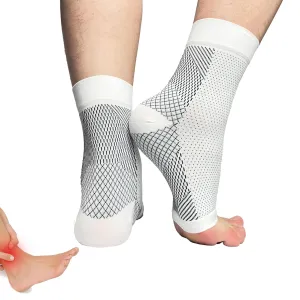 Neuropathy Socks, Plantar Fasciitis Compression Socks, 20-30 mmHg Ankle Compression Sleeve with Foot, Ankle, Arch Support for Plantar Fasciitis, Heel Pain, Foot Swelling & Fatigue (White, S/M)