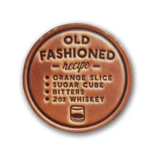 Old Fashioned Recipe Leather Coaster