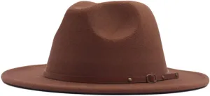 Panama Wide Fedora Hat Floppy Belt Classic Hat Wool Buckle Womens Baseball Caps Pretty Black Girl Hat