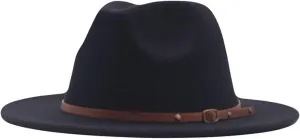 Panama Wide Fedora Hat Floppy Belt Classic Hat Wool Buckle Womens Baseball Caps Pretty Black Girl Hat