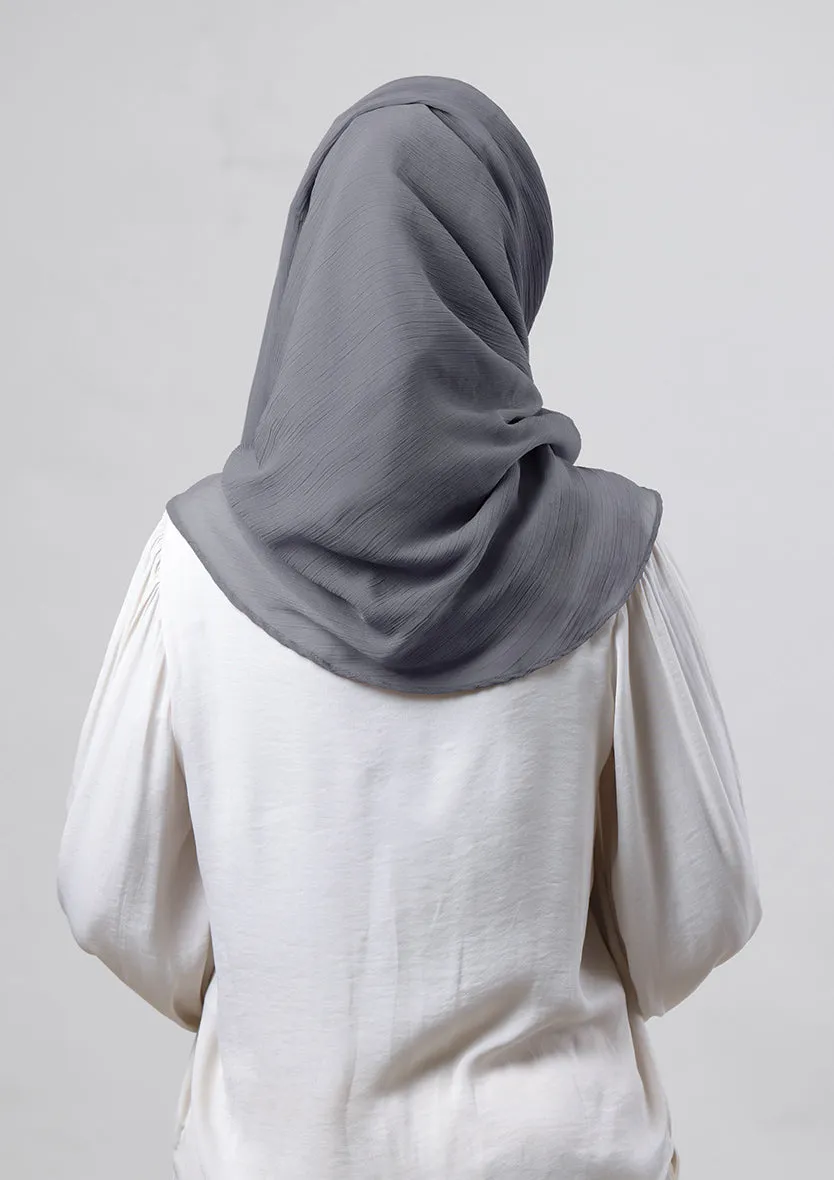Pewter Grey-Plain Crinkled Chiffon