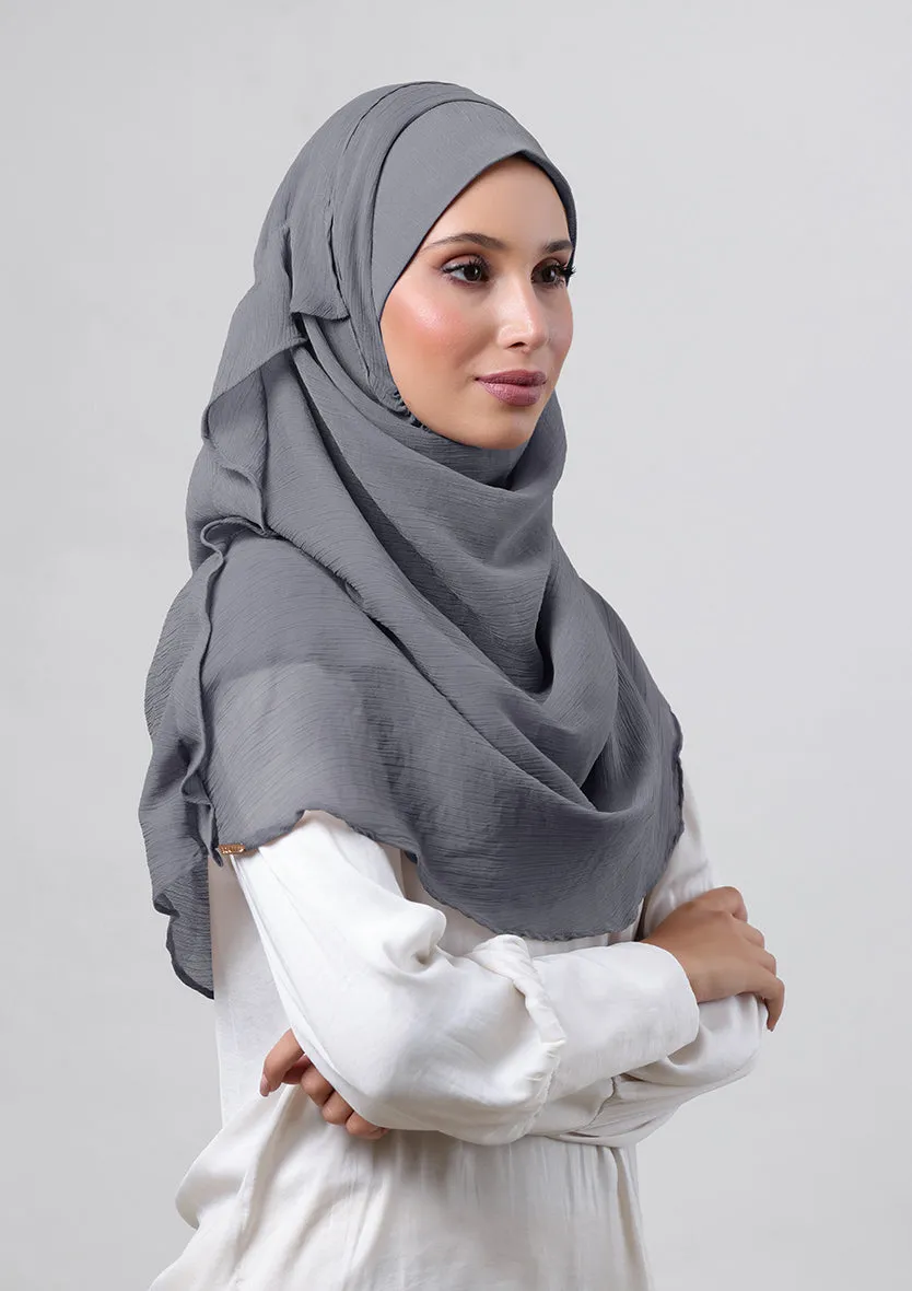Pewter Grey-Plain Crinkled Chiffon
