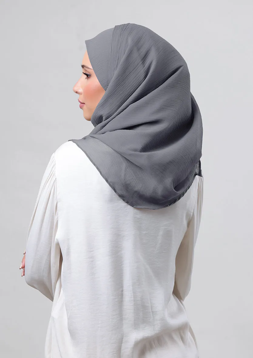 Pewter Grey-Plain Crinkled Chiffon
