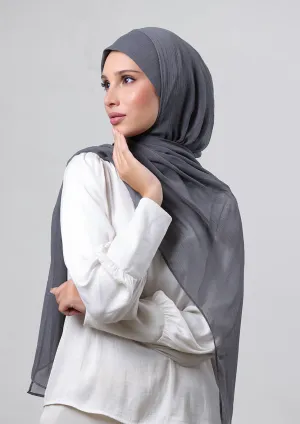 Pewter Grey-Plain Crinkled Chiffon