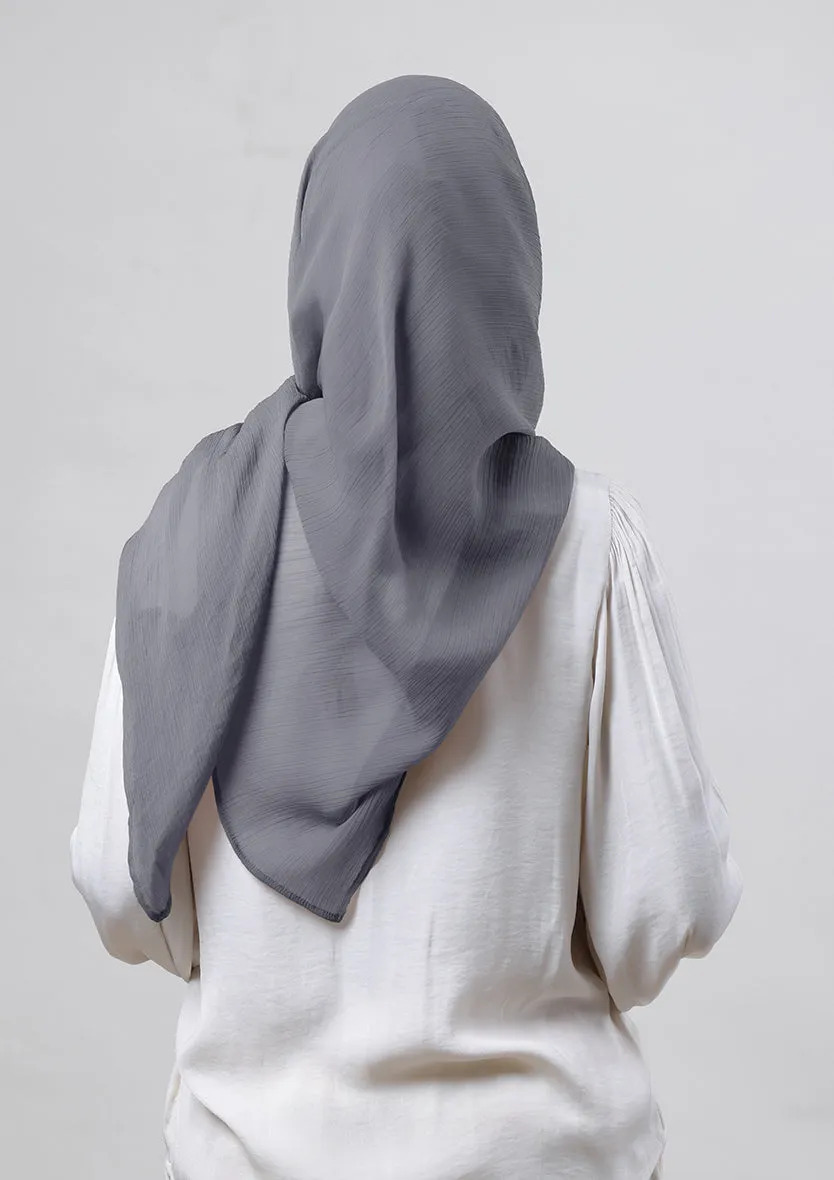 Pewter Grey-Plain Crinkled Chiffon