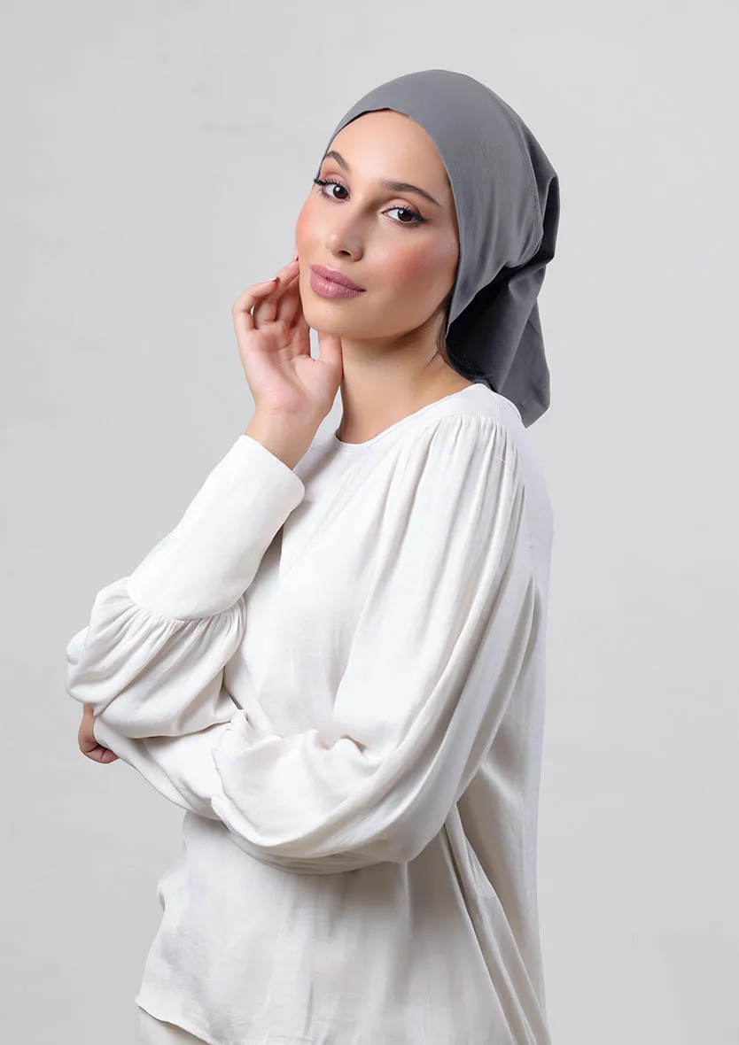 Pewter Grey-Plain Crinkled Chiffon