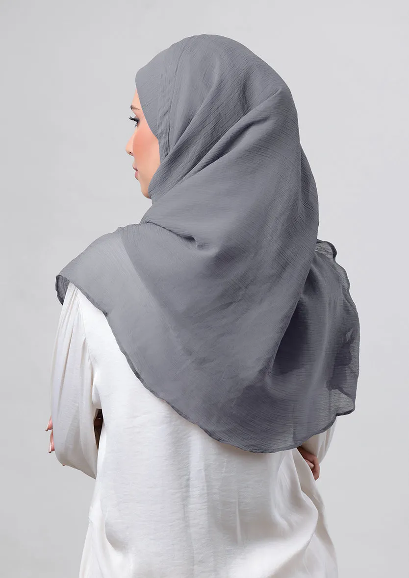 Pewter Grey-Plain Crinkled Chiffon