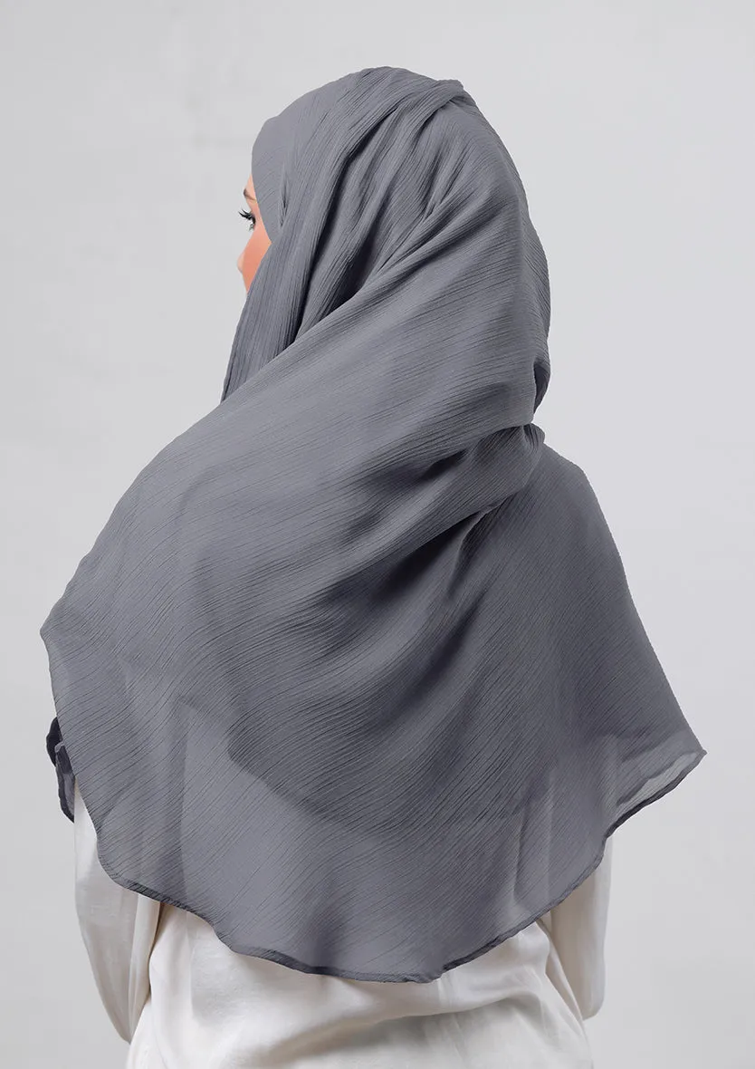 Pewter Grey-Plain Crinkled Chiffon