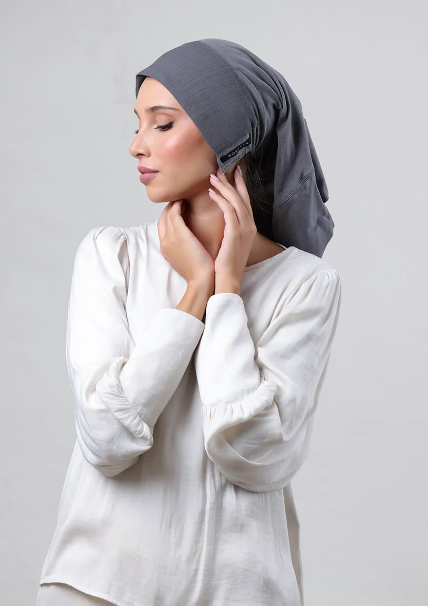 Pewter Grey-Plain Crinkled Chiffon