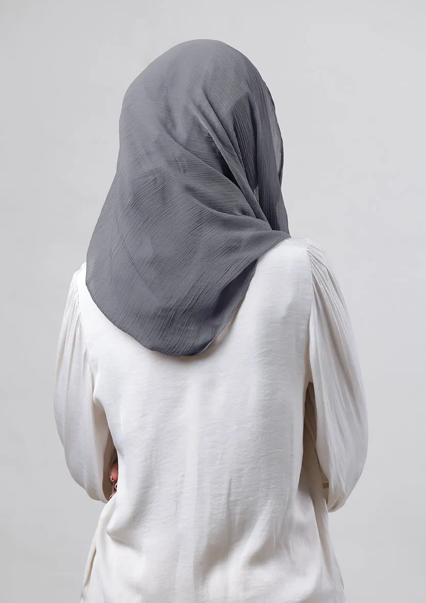 Pewter Grey-Plain Crinkled Chiffon