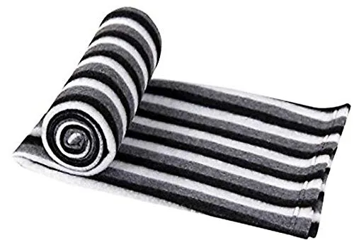 PPS Double-Bed Fleece Blankets (Multicolor, 200TC, Full-Length, Black and White)