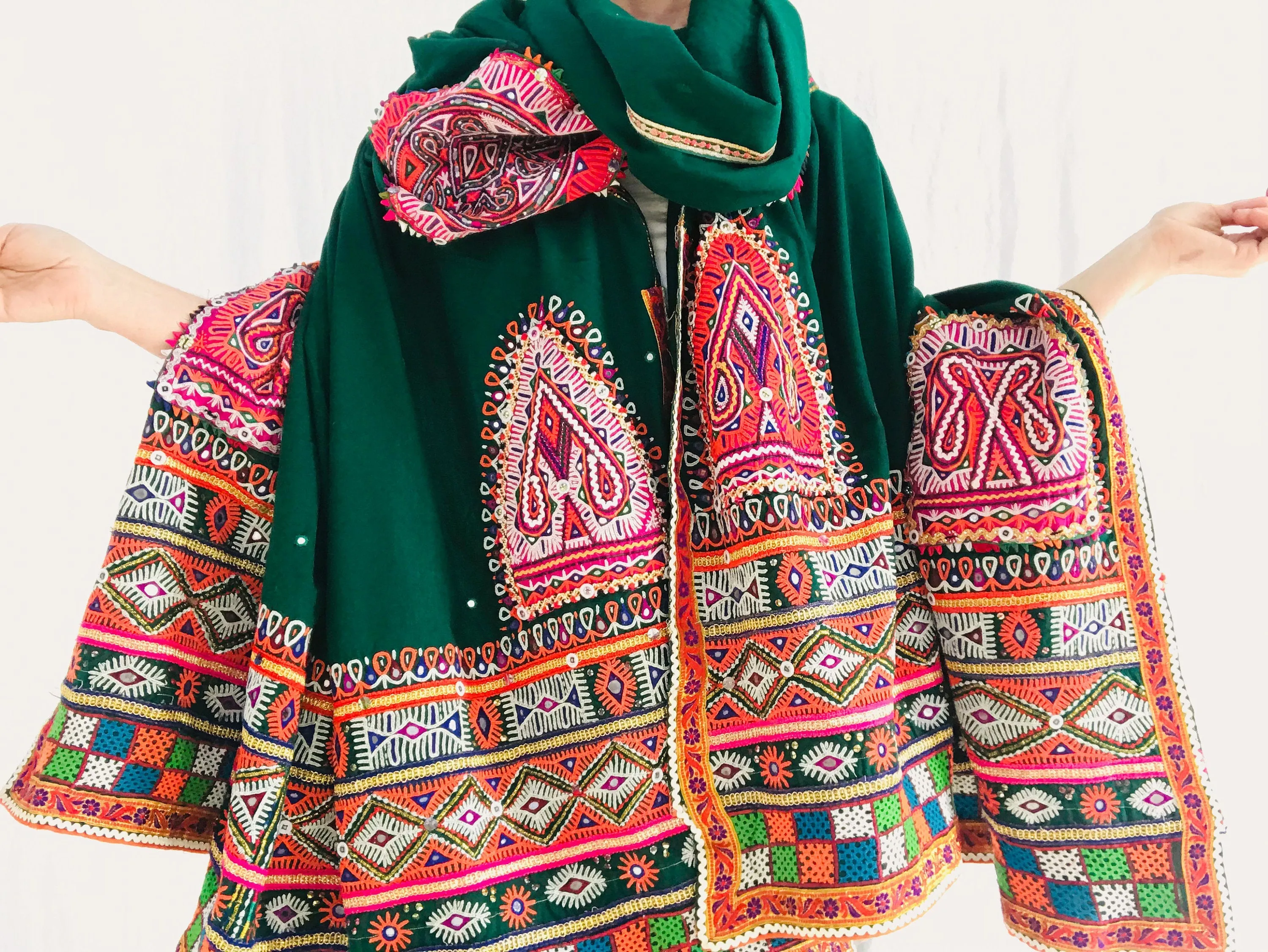 Rabari Shawl and Throw. Vintage. Mirror work & Embroidered