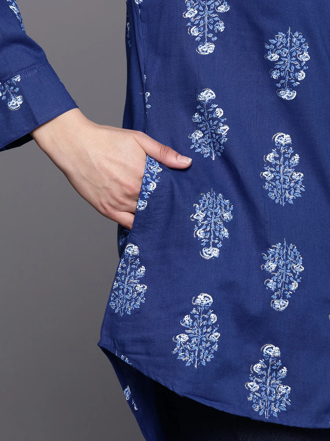 Royal Blue Floral Printed Tunic