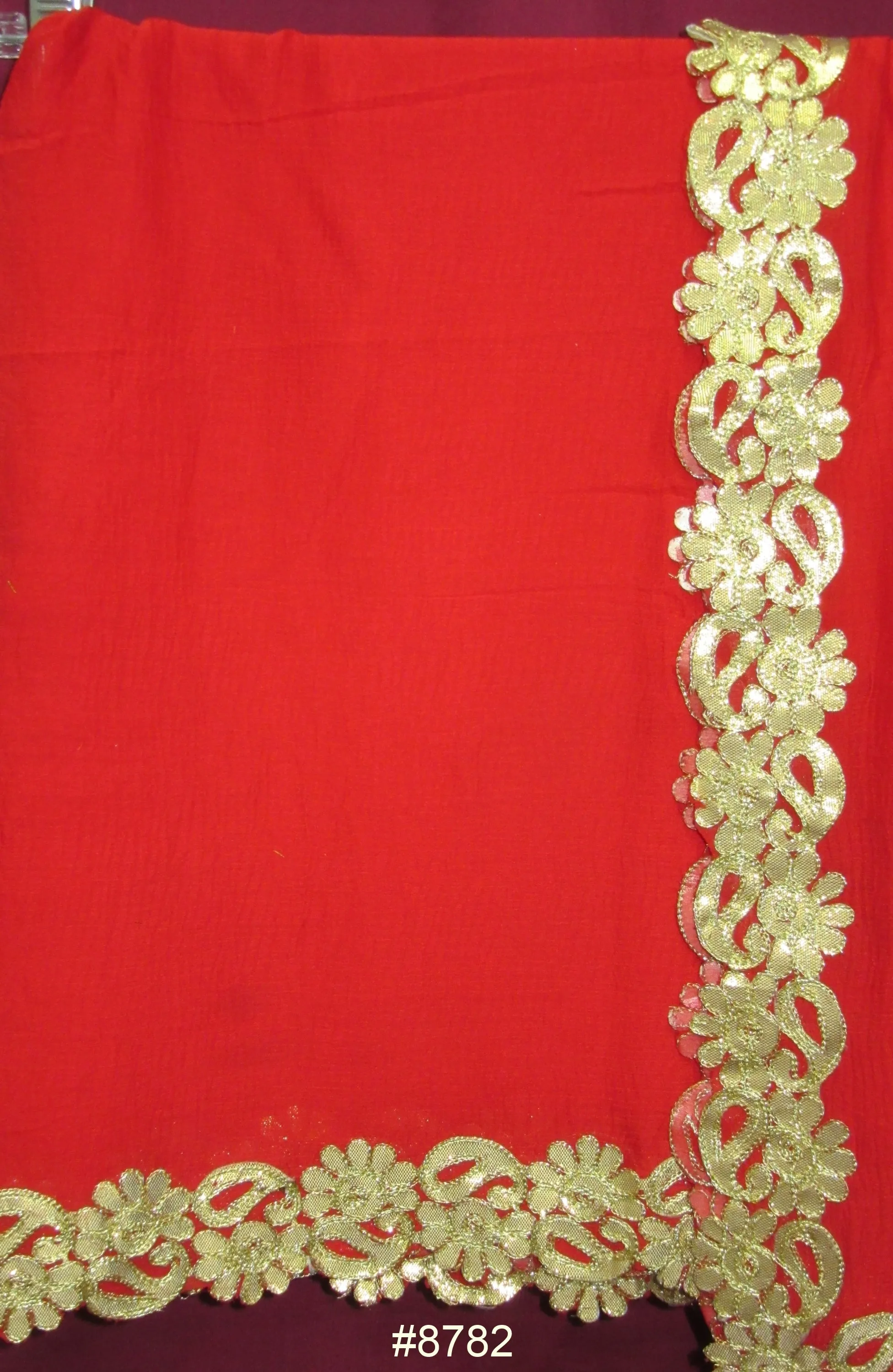 Scarf 8783 Georgette Solid Colors Golden Detail Border Dupatta Chunni Shawl