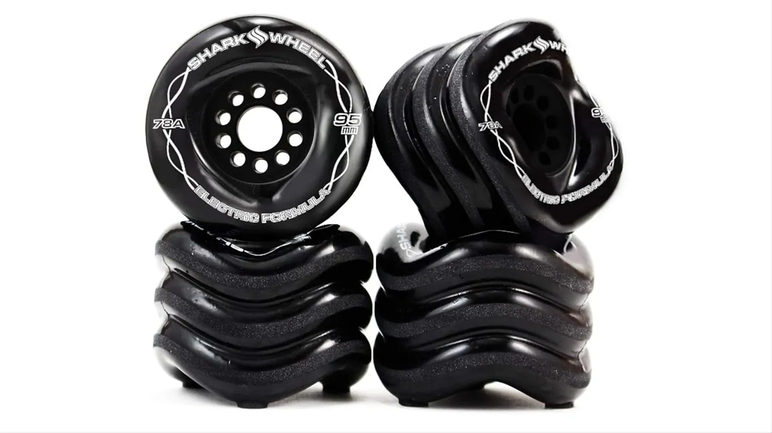 Shark Wheel 95mm 78a Longboard Cruising Wheels, DNA Formula, Set of 4 Wheels (Black, 95mm)