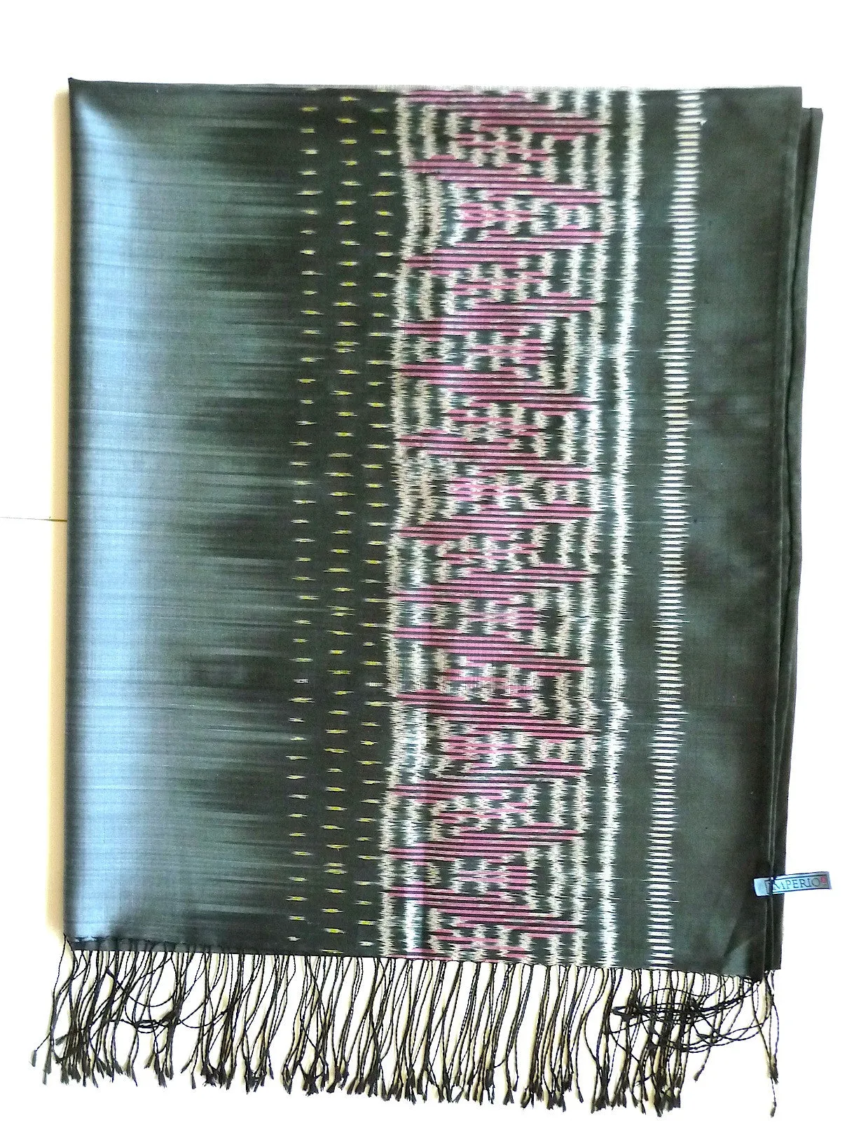 Silk Ikat Shawl Or Throw Teal Amethyst