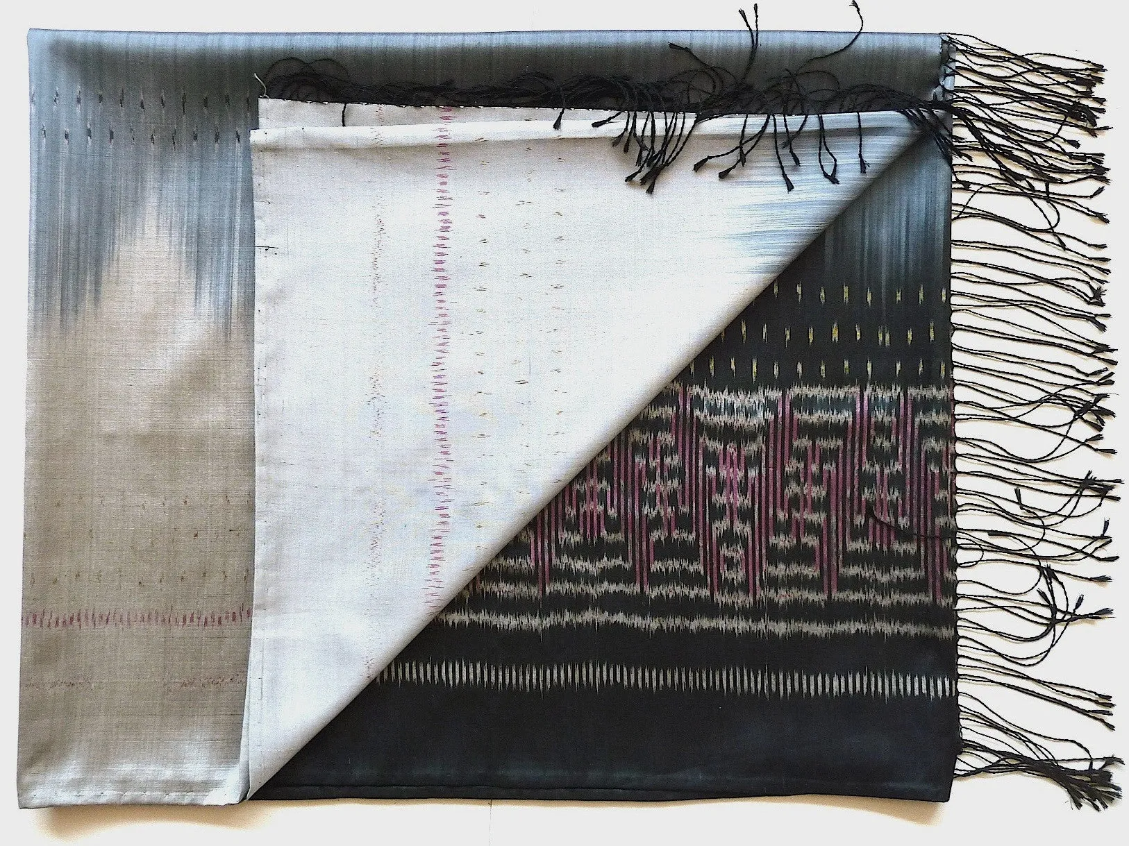 Silk Ikat Shawl Or Throw Teal Amethyst