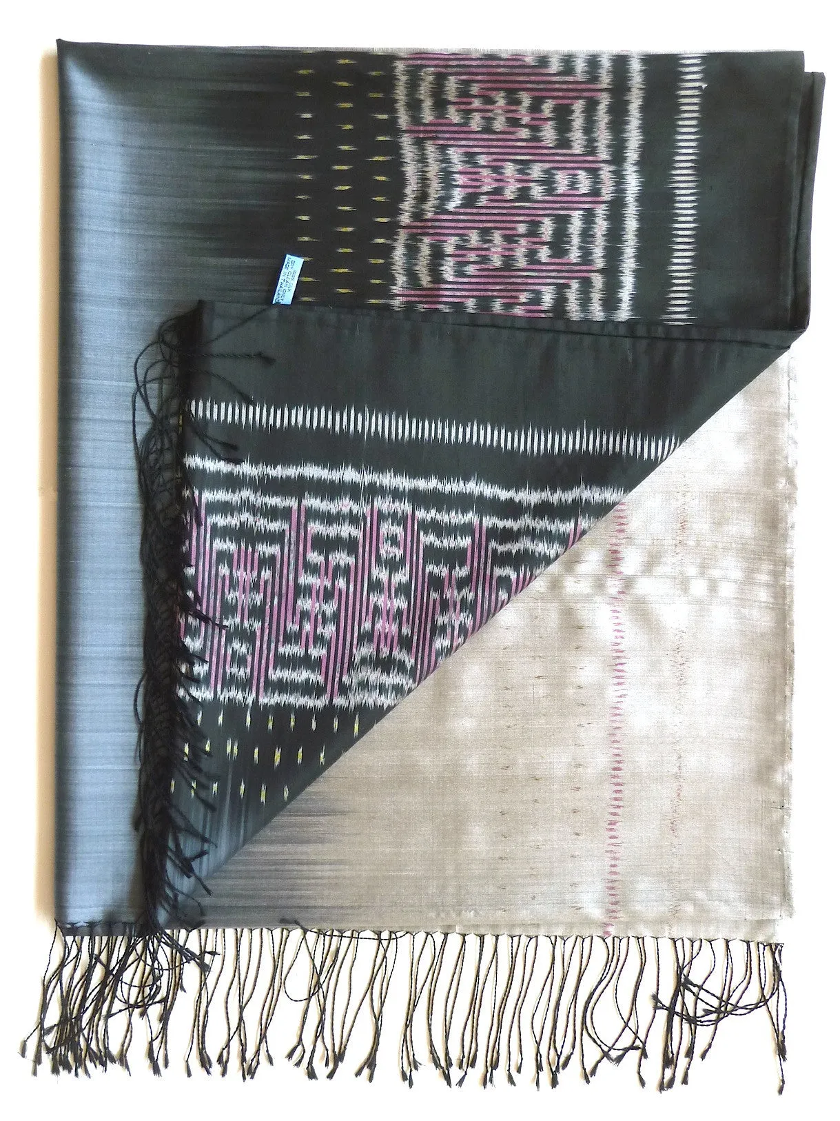 Silk Ikat Shawl Or Throw Teal Amethyst