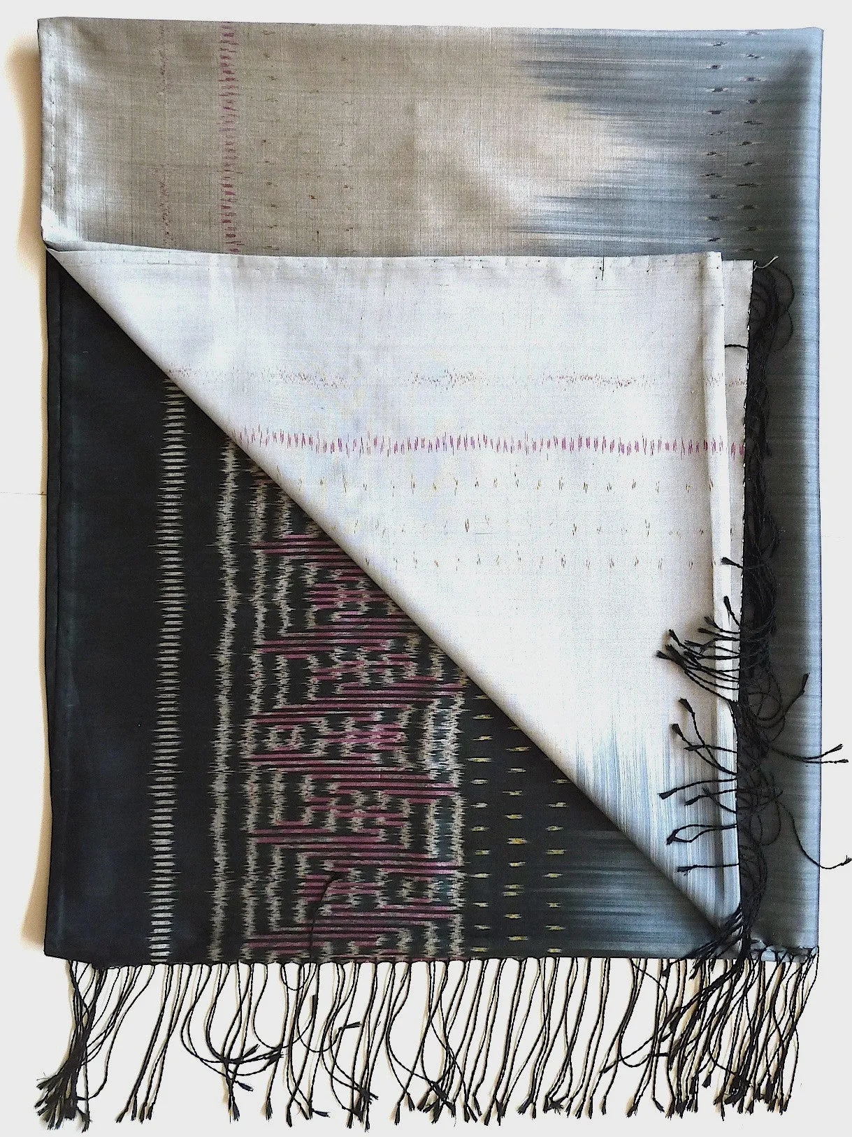 Silk Ikat Shawl Or Throw Teal Amethyst