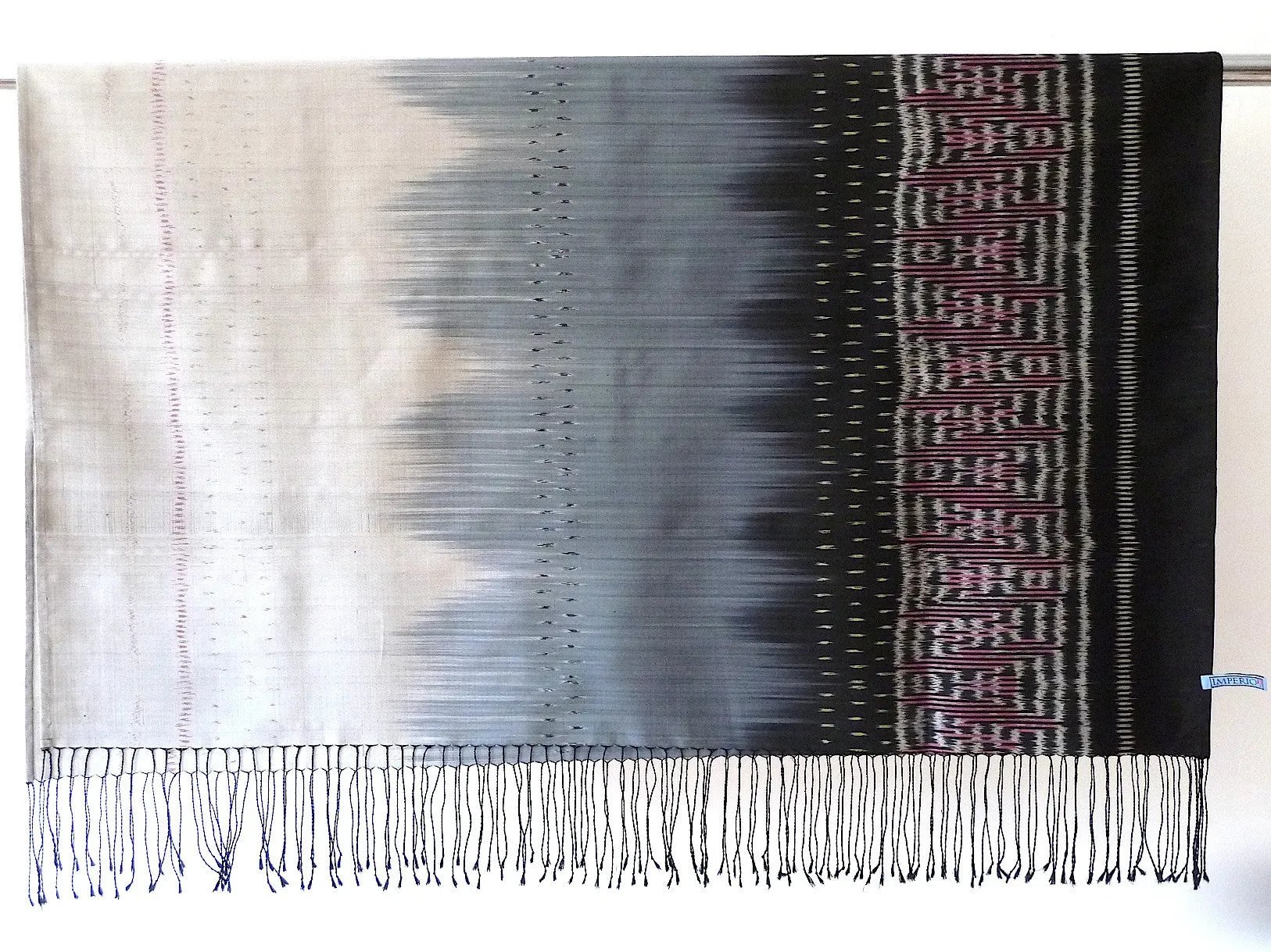 Silk Ikat Shawl Or Throw Teal Amethyst