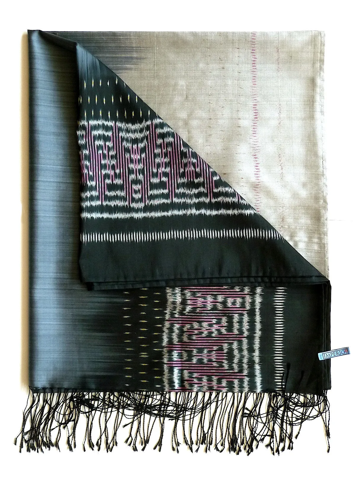Silk Ikat Shawl Or Throw Teal Amethyst