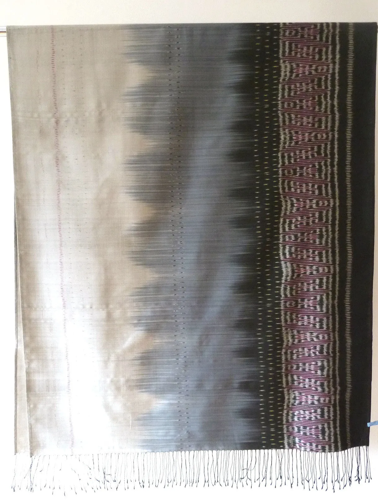 Silk Ikat Shawl Or Throw Teal Amethyst