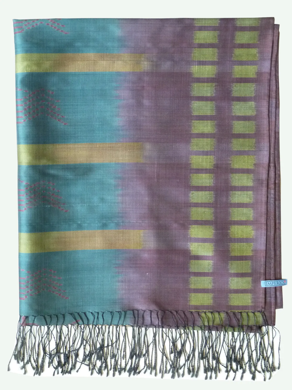 Silk Ikat Shawl Or Throw Teal Amethyst