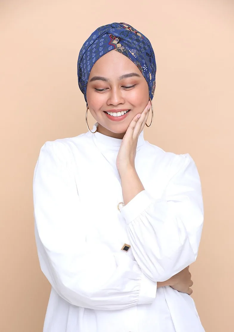 Sindibad Blue- Cap Shawl- Mosaic Chiffon