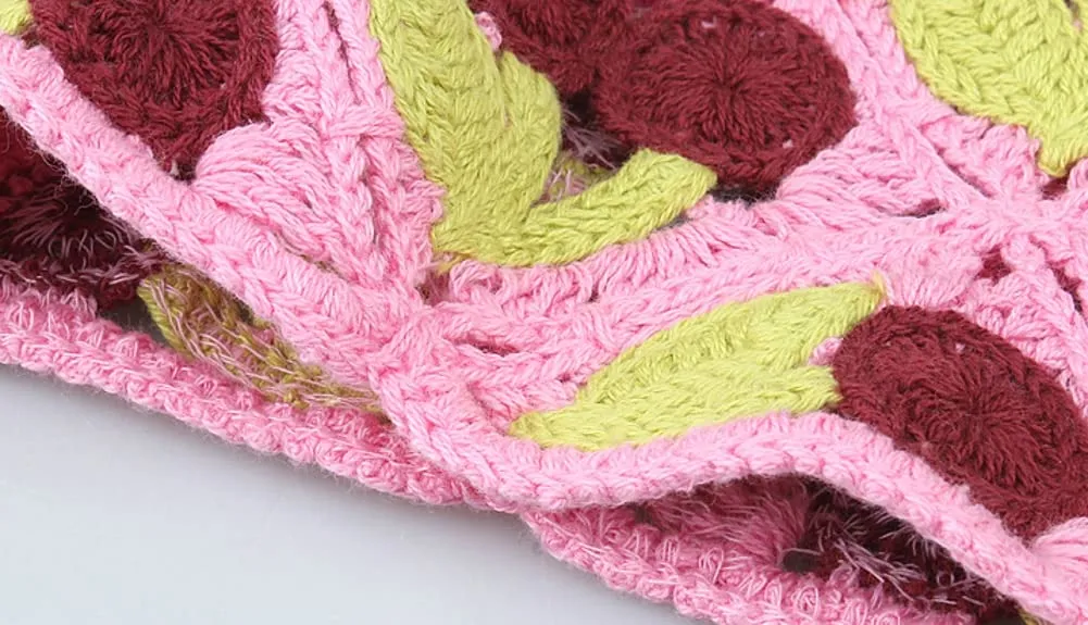 Solyinne Women's Crochet Head Kerchief Knitted Hair Scarf Headwrap for Women Floral Fruits Headband