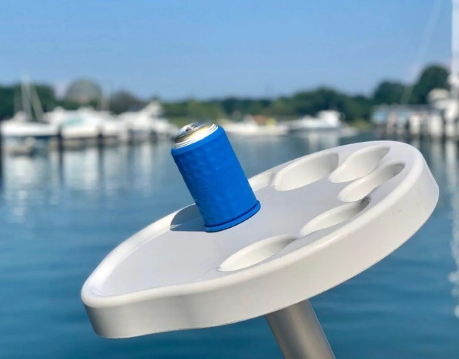 Sqoozie Non-Tipping Insulated Boat Can Holder (Island Blue, Slim) Portable, Magnetic & Suction for SUP's, Kayaks, RVs, ATV, Garage and More
