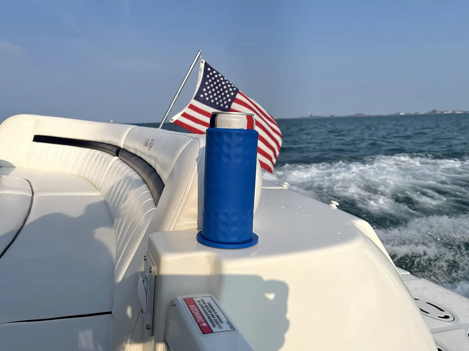 Sqoozie Non-Tipping Insulated Boat Can Holder (Island Blue, Slim) Portable, Magnetic & Suction for SUP's, Kayaks, RVs, ATV, Garage and More