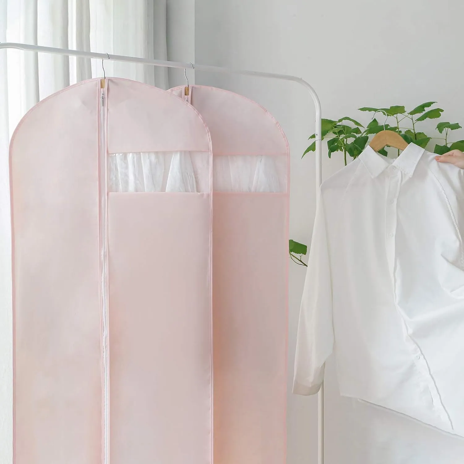 Suit Bag for Storage and Travel, (Set of 2 (23.3" x 50") Pink)